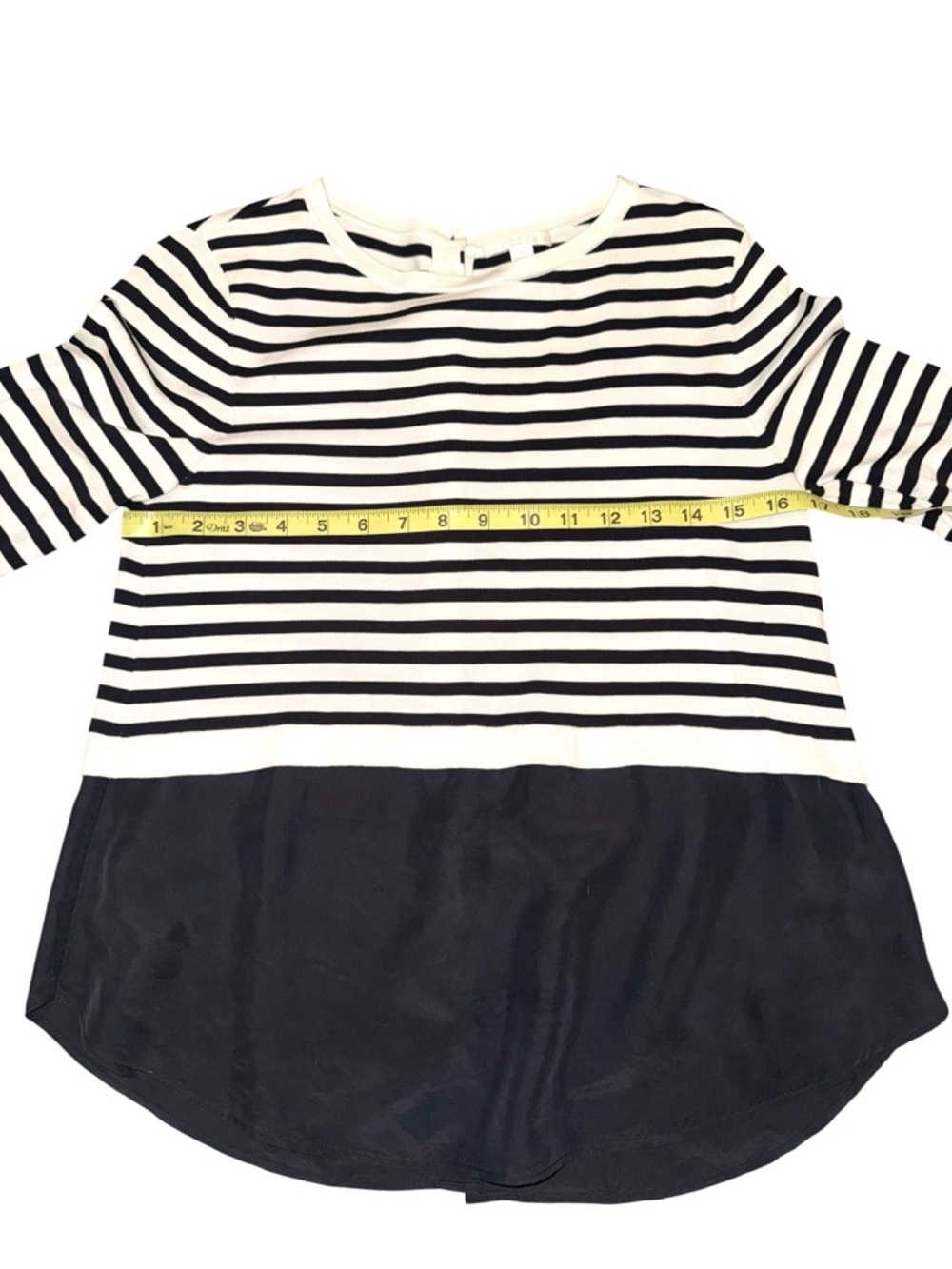 COS Women's Striped Cotton and Silk Mixed-Media Top w/ Button-down Back Panel XS - Picture 5 of 9